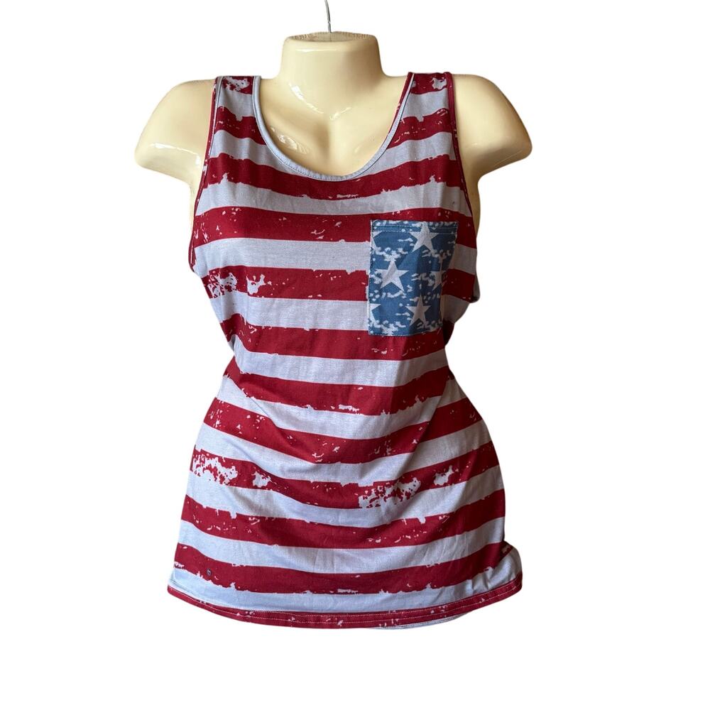 Women's Tank Top with American Flag Design